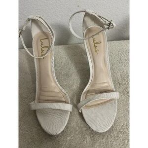 Lulu's Elegant White Ankle Strap Heels